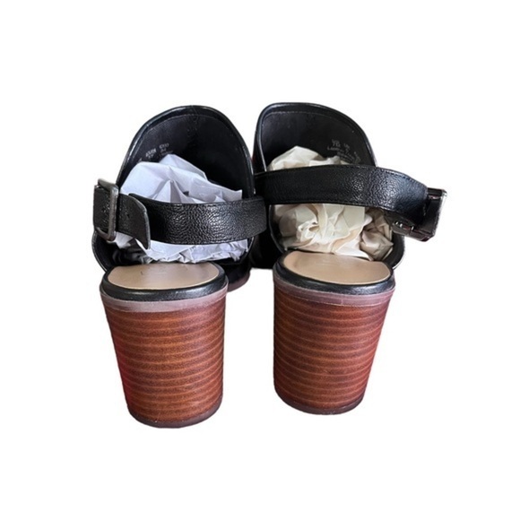 Franco Sarto Black Leather Humour Block Heel Sandal - Picture 2 of 7